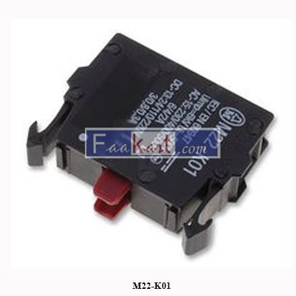 Picture of M22-K01 - 216378  EATON MOELLER  Contact Block, 4 A, 500 V, 1 Pole, M22 Series, Screw, 1NC