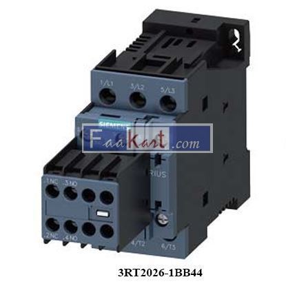 Picture of 3RT2026-1BB44  SIEMENS CONTACTOR, AC-3, 11KW/400V, 2NO+2NC, DC 24V