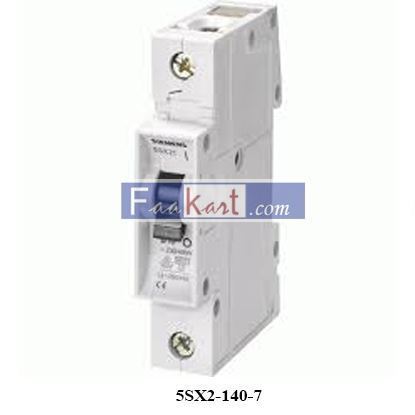 Picture of SIEMENS  5SX2-140-7 CIRCUIT BREAKER 40AMP 1POLE 230/400VAC C-CURVE