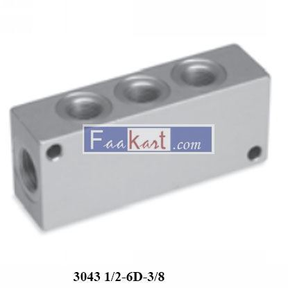 Picture of 3043 1/2-6D-3/8 CAMOZZI Pipe Fittings Manifold with double lateral outles.Material anodized AL