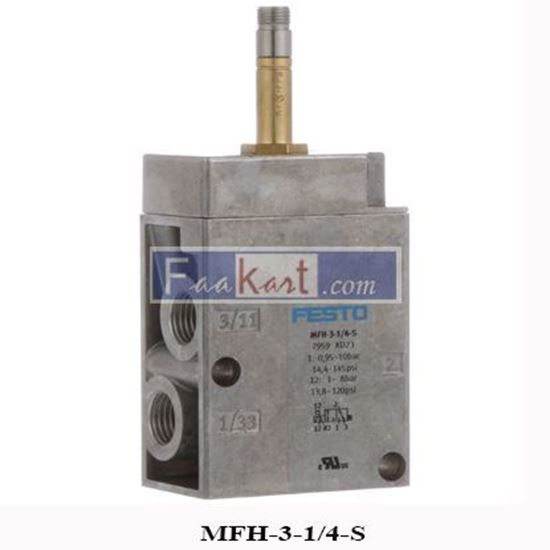 Picture of MFH-3-1/4-S FESTO Valve, 3/2, -.95 to 10 bar, 1/4G, solenoid coil sold separately