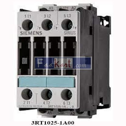 Picture of 3RT1025-1A00 SIEMENS  CONTACTOR, AC-3 7.5 KW/400 V, AC 230 V, 50 HZ, 3-POLE, SIZE S0