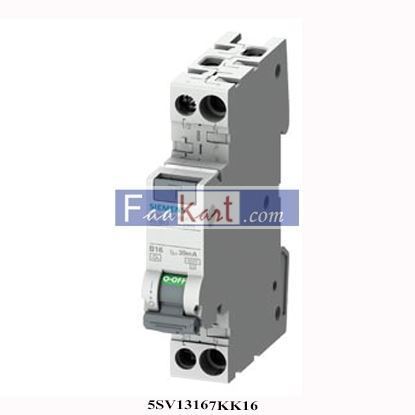 Picture of 5SV1316-7KK16  Siemens  RCBO compact 1P+N 6 kA type A 30 mA C16   5SV13167KK16