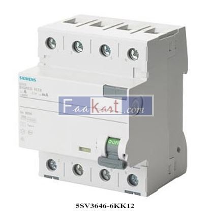 Picture of 5SV3646-6KK12 SIEMENS Residual current operated circuit breaker  5SV36466KK12