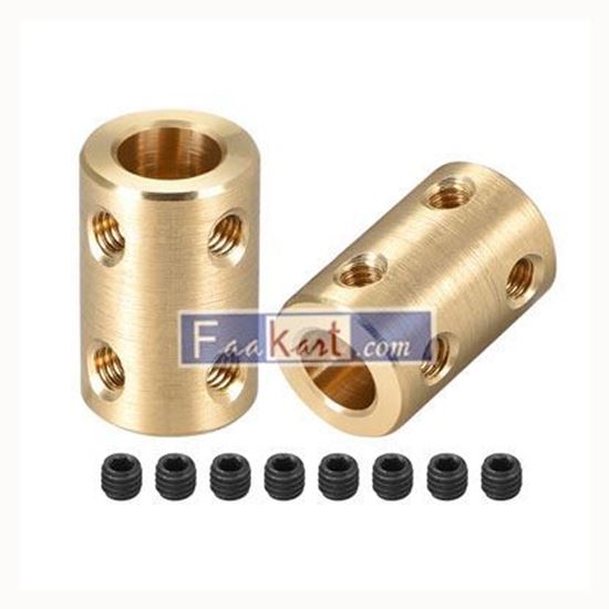 Picture of Shaft Coupling 5mm to 8mm Bore L22xD14 Robot Motor Wheel Rigid Flexible Coupler Connector Gold Tone 2 Pcs    Unique Bargains