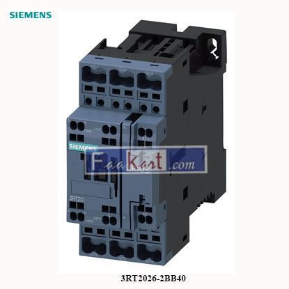 Picture of 3RT2026-2BB40 SIEMENS CONTACTOR 25 AMP 24 V DC 1 N.O. / 1 N.C. 3 POLE