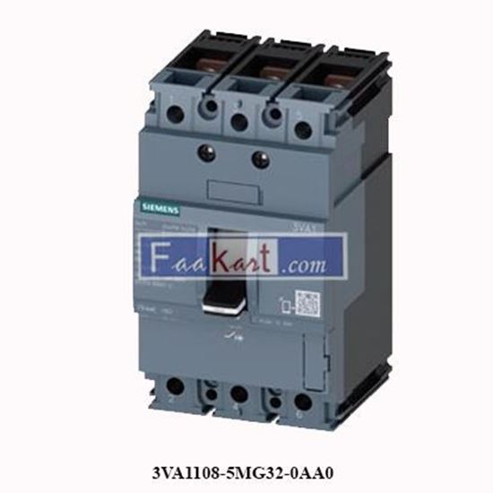 Picture of 3VA1108-5MG32-0AA0 SIEMENS Circuit breaker 3VA1 IEC frame 160 breaking capacity class M Icu=55kA @ 415V 3-pole