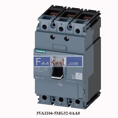 Picture of 3VA1104-5MG32-0AA0 SIEMENS Circuit breaker 3VA1 IEC frame 160 breaking capacity class M Icu=55kA @ 415V 3-pole