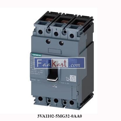 Picture of 3VA1102-5MG32-0AA0 SIEMENS Circuit breaker 3VA1 IEC frame 160 breaking capacity class M Icu=55kA @ 415V 3-pole