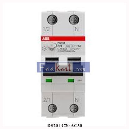 Picture of 2CSR255080R1204 ABB DS201 C20 AC30 Residual Current Circuit Breaker with Overcurrent Protection