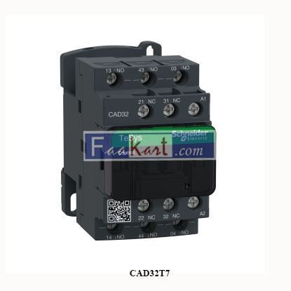 Picture of CAD32T7  SCHNEIDER   Deca control relay - 3 NO + 2 NC - <= 690 V - 480 V AC standard coil