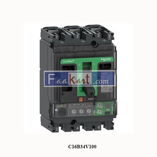 Picture of C16B34V100  SCHNEIDER Circuit breaker, ComPacT NSX160B, 25kA/415VAC, 3 poles, MicroLogic Vigi 4.2 trip unit 100A