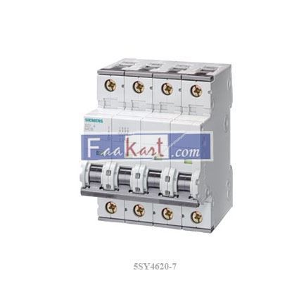 Picture of 5SY4620-7 SIEMENS Miniature circuit breaker 400 V 10kA, 3+N-pole, C, 20 A, D=70 mm