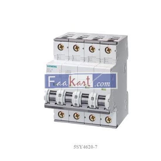 Picture of 5SY4620-7 SIEMENS Miniature circuit breaker 400 V 10kA, 3+N-pole, C, 20 A, D=70 mm