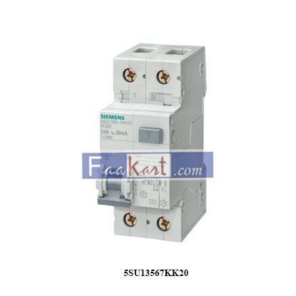 Picture of 5SU1356-7KK20 SIEMENS RCBO, 6 kA, 1P+N, type A, 30 mA, C-Char, In: 20 A, Un AC: 230 V