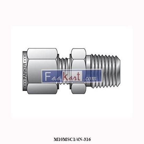 Picture of M10MSC1/4N-316 Parker Tube Fitting, NPT Male Connector - A-LOK Series