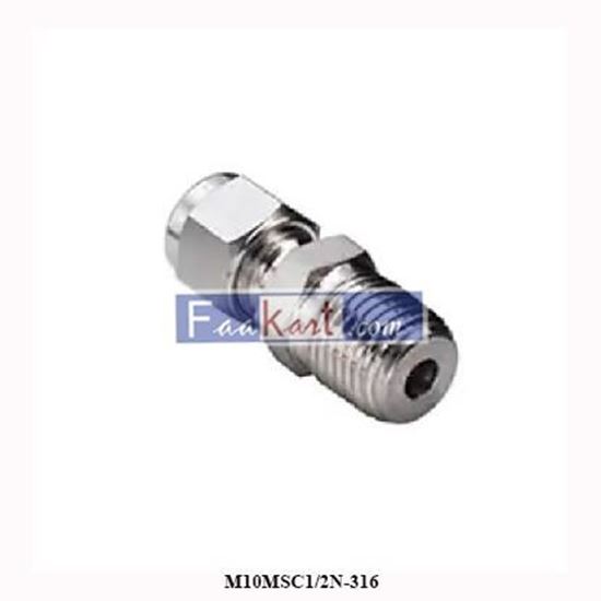 Picture of M10MSC1/2N-316 Parker Tube Fitting, NPT Male Connector - A-LOK Series