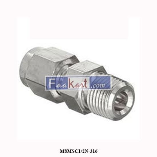 Picture of M8MSC1/2N-316 Parker Tube Fitting, NPT Male Connector - A-LOK Series